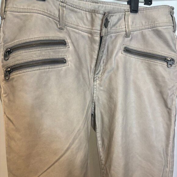 Free People Women's Faux Leather Moto Style Slim - Ankle Zip - Tan - Size 4 - Picture 3 of 6